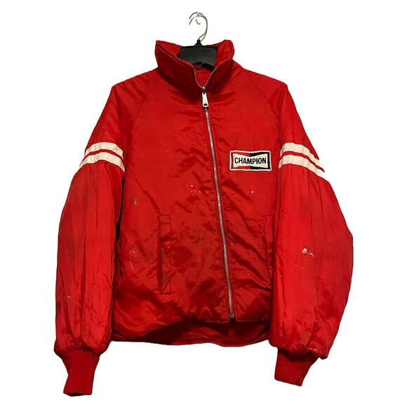 Vintage Champion Racing Red & White Reversible Puffer Jacket Men's Medium - Picture 4 of 8